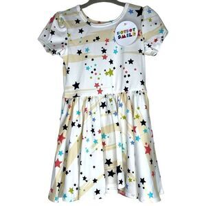 NEW Dot Dot Smile Multicolor Star Tan White Cap Sleeve Dress 12-24M